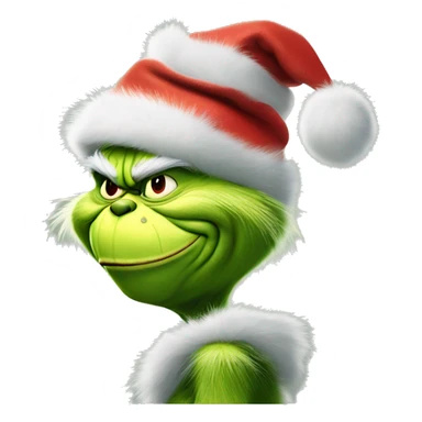 The grinch wearing santa hat pushing up the back of hat with his hand sticker