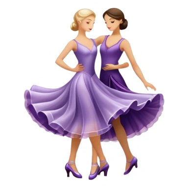  Icon for Ballroom Dance: elegant dance shoes, a flowing ballroom dress and a dance floor with soft lighting. The icon should capture the grace, elegance, and style of ballroom dancing. Transparent background. sticker