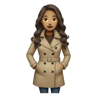 pregnant light-skinned girl with long brown hair in a trench coat sticker