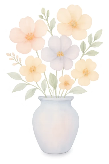 pastel flower vase sticker