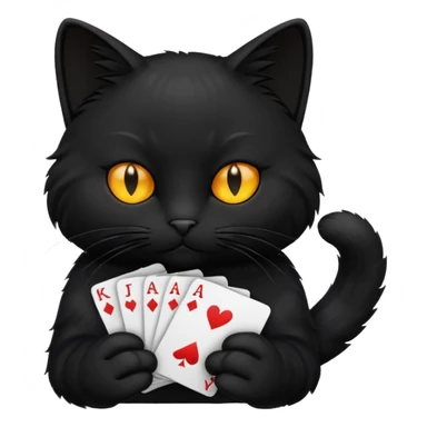 black cat shuffling cards sticker