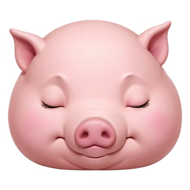 Meme-Worthy Cute Sleeping Pig Portrait Emoji, Head resting peacefully with a contented smile, showcasing a delightfully stout build and a luxuriously soft rosy-pink hide, eyes shut in a serene, restful nap, Simplified yet hilariously adorable features, highly detailed, glowing with a soft, drowsy light, high shine, relaxed and utterly lovable, stylized with an air of playful laziness, bright and heartwarming, soft glowing outline, capturing the essence of a comically sleepy pig, so meme-worthy it feels like it could instantly become the next viral sensation of adorable slumber! sticker