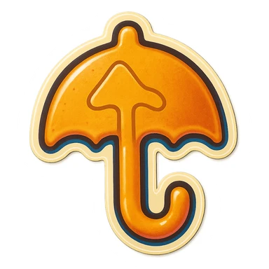 dalgona candy with umbrella shape, inspired by Squid Game, retro stickers style sticker