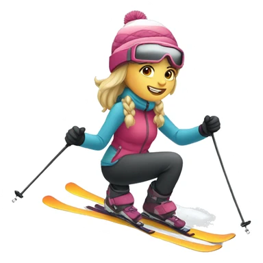 Sweet girls skiing sticker