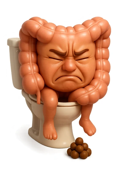 SU QUESTO STILE FAI UN EMOJI STILE IPHONE 3D DI UN INTESTINO CHE sta seduto sul wc e davanti ha una montagnetta di feci a palline stile emoji iphone, FAGLI UN ESPRESSIONE di dolore mentre si sforza E FALLO MOLTO REALISTICO IN 3D sticker