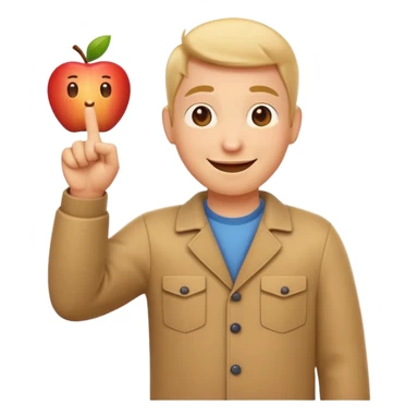 emoji of a happy cartoon person pointing downward toward the ground with both hands, standing upright, smiling warmly, both index fingers extended and pointing down clearly, simple light background, expressive and playful Apple emoji design showing the meaning “here / down here sticker