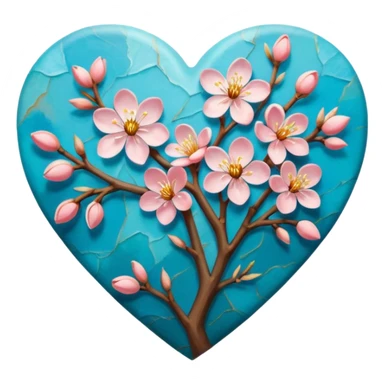 Vangogh almond blossom in a heart sticker