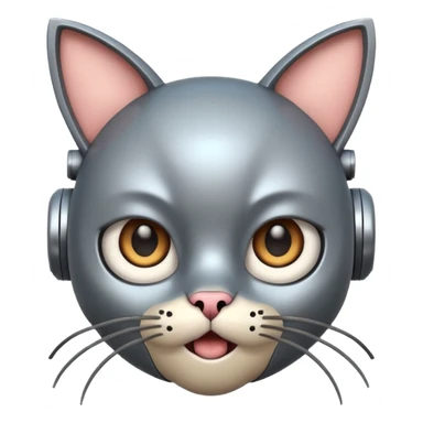robot looking surprised with cat ears and looks funny sticker