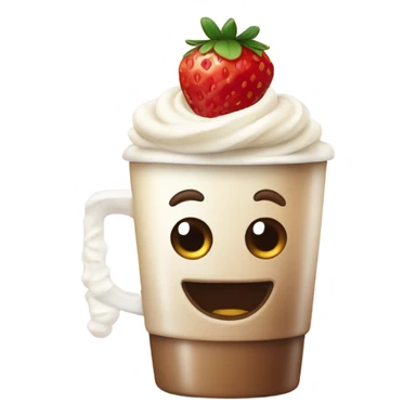 Coffee with cream and a strawberry sticker