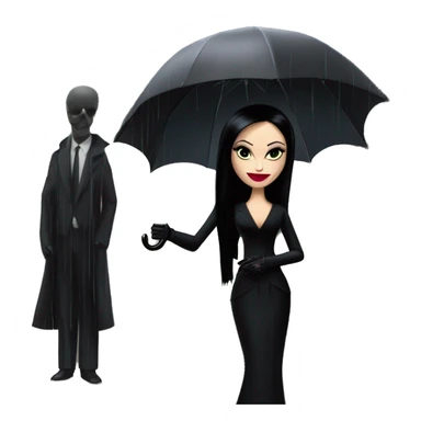Morticia Addams at a rainy funeral holding umbrella. funeral veil ,gloves,purse. Palm Beach Honey Barbie  sticker