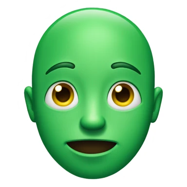 Green face with closed smile and beady eyes looking up and to the left sticker