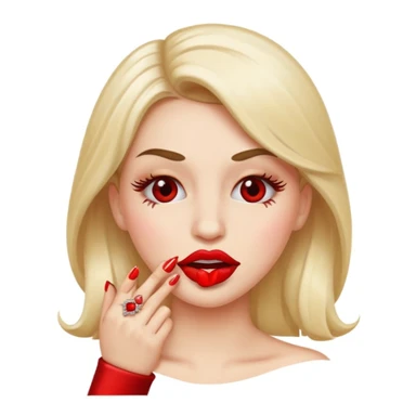 je veux un emogies avec des faux cils des belle levre avec du rouge a levre qui se mordille son ongle nail art  sticker
