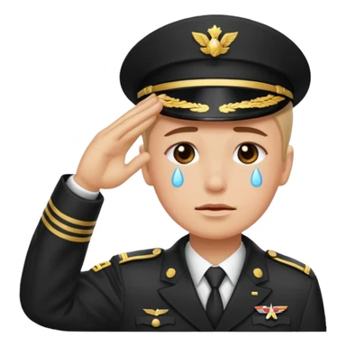 a combination of these two emojis: 🫡🥲 sticker