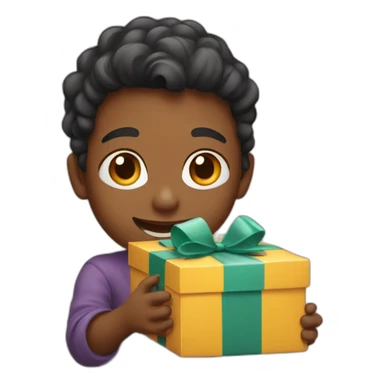 kid opening gift sticker