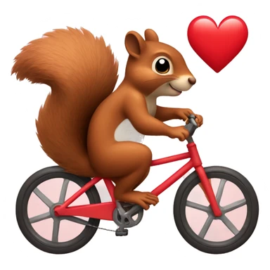 Squirrel riding bike inside heart sticker