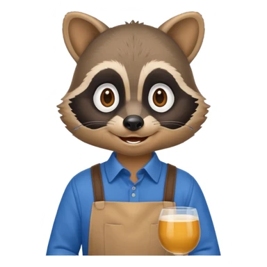 waiter racoon blue shirt sticker