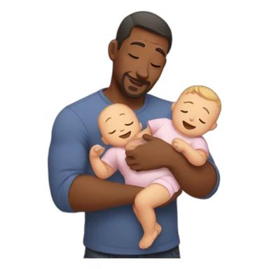 Father holding baby sticker