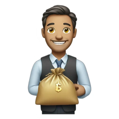 rich man with bag of money smiling sticker