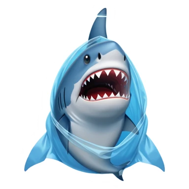 shark stuck in plastic waste bag sticker