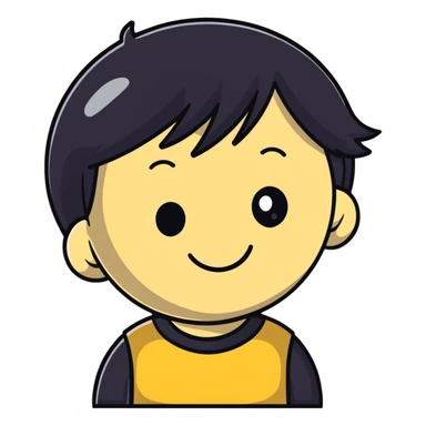 embarrassed white smiley with black hair sticker