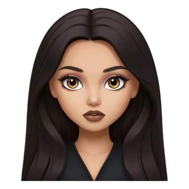 dark long hair, pretty eyes, pretty makeup, pretty bratz baddie sticker