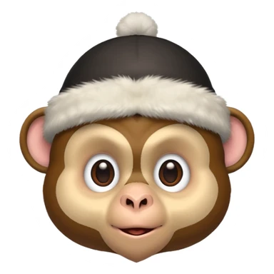 Make a monkey head wear a penguin hat sticker