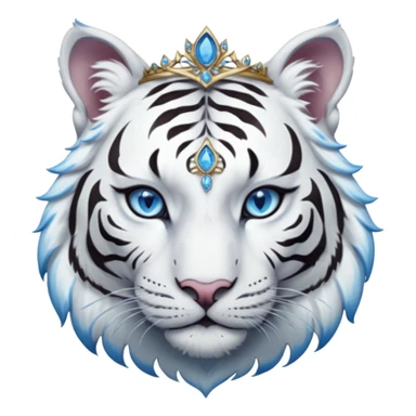 ESO Female white tiger khajiit leader of the umbral rose, blue eyes, blue 'third eye' gem, tiara for leadership ruling sticker