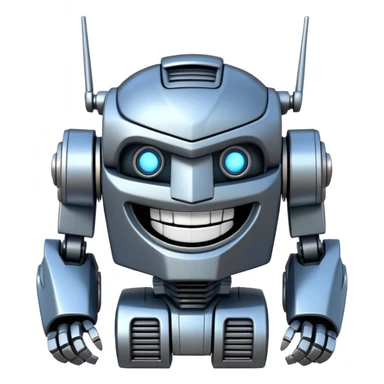 robot transformer with a big smile laughing happily sticker