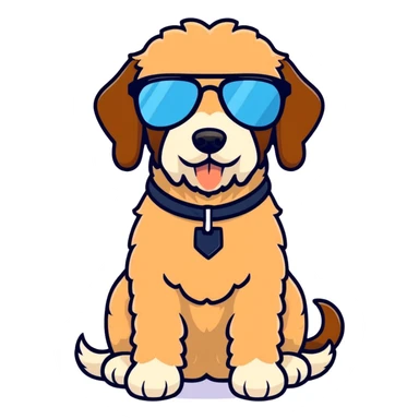 Brown labradoodle with sunglasses  sticker