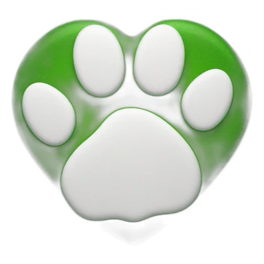 cat paw inside green heart sticker