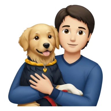 Damon Salvatore abraçando um Golden Retriever  sticker