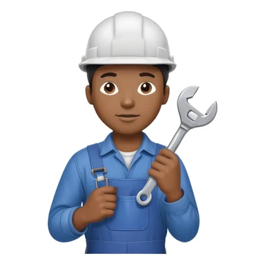 Black male factory worker wearing hard hat and overalls holding wrench sticker