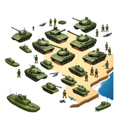 strategic military map with military objects sticker