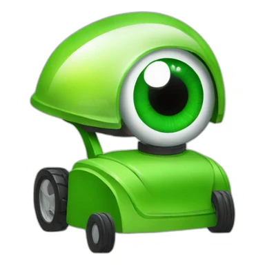an eyeball with a green lawnmower reflection sticker