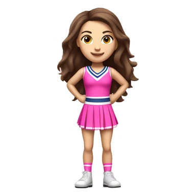 Brunette Caucasian cheerleader in pink, full body sticker