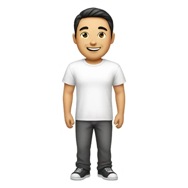 smile,asian man ,chinese, white t-shirt sticker