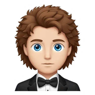 Blue eye brown hair fluffy hair in a black tux  sticker