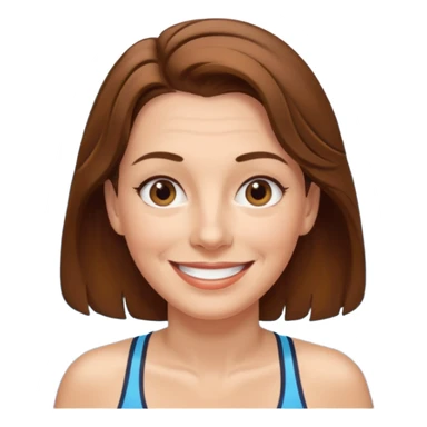 a femela swimming coach with shoulder lengt brown hair and a friendly face - a little older early 50s but some wrinkels into the face sticker