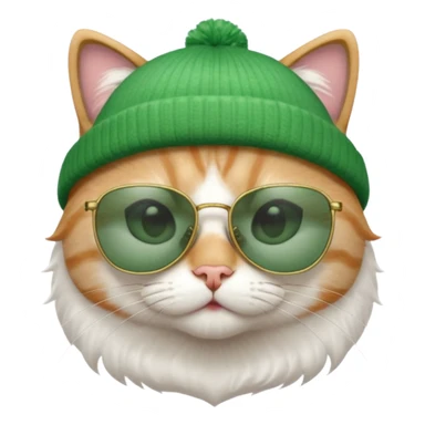 cat wearing a green beanie and ray ban sunglasses sticker