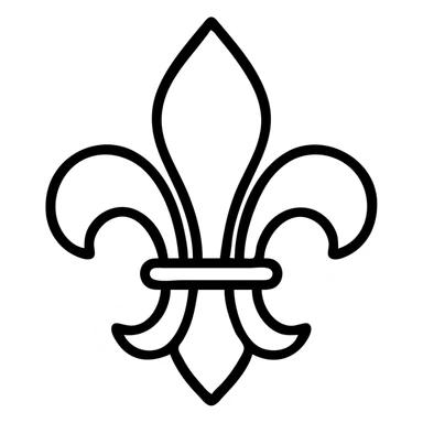 black fleur de lis icon, outlined, no fill sticker