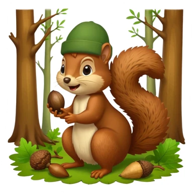 Squirrel bite giant acorn sticker