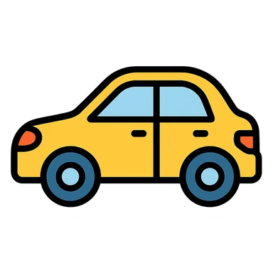 car, clean and simple, color icon style sticker