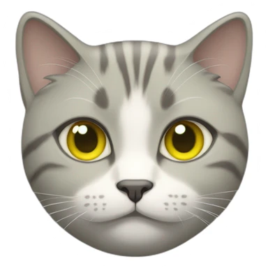 yellow, grey, and white fat female cat green eyes sticker