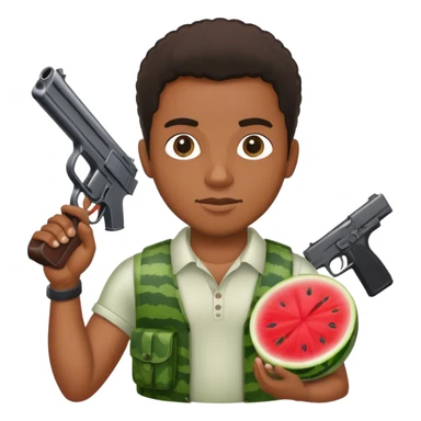 Black man with chicken watermelon and a gun sticker