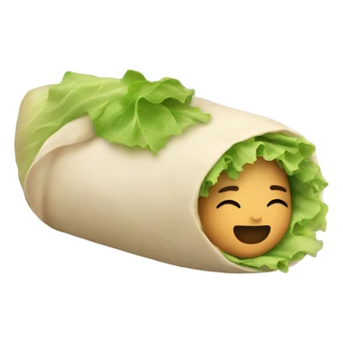 Human sleeping inside a burrito with lettuce  sticker