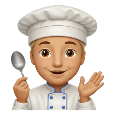 A chef making a kiss sticker