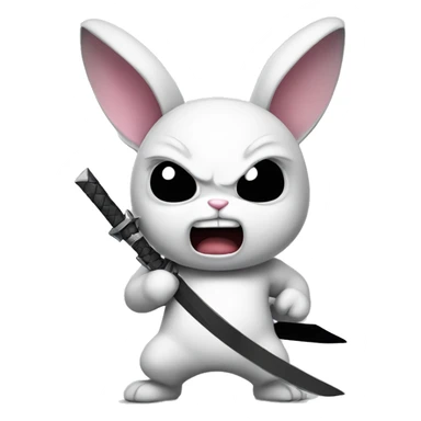 angry bunny with a ninja star  sticker