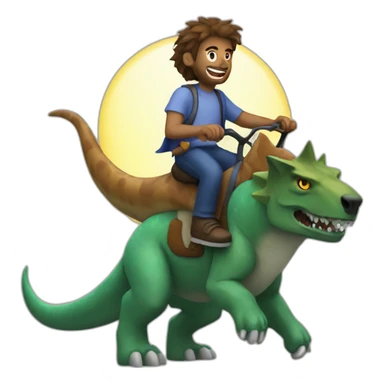 A werewolf riding on a dinosaur sticker