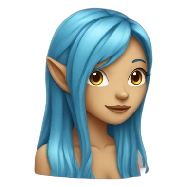 mysterious tan skinned cat girl with long blue hair sticker