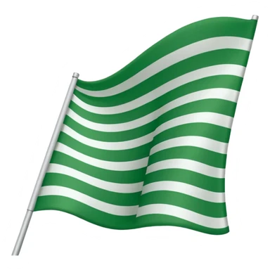 A red flag with a vertical and horizontal white stripe and two diagonal green stripes sticker